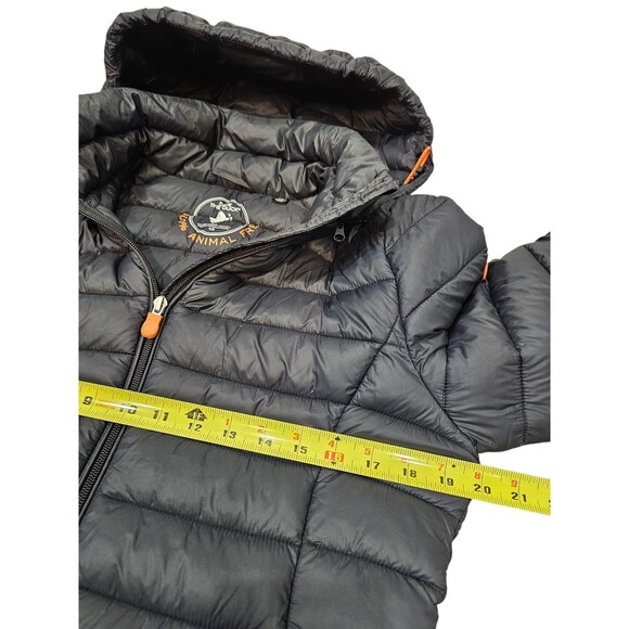 Save The Duck Womens 1/S Ultra Light Jacket Hooded Puffer Coat Plumtech Navy - Picture 14 of 16